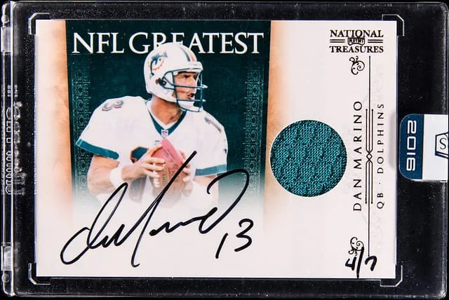 2011 Playoff Dan Marino National Treasures NFL Greatest Patch Autographs #24 card image