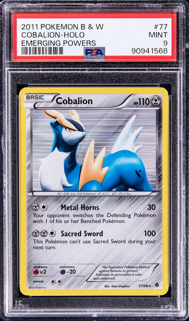 2011 Pokemon Black and White Emerging Powers Rare Holofoil Cobalion #77 card image
