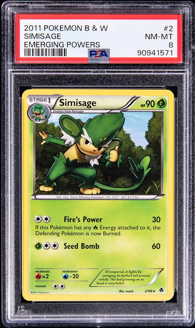 2011 Pokemon Black and White Emerging Powers Simisage #2 card image