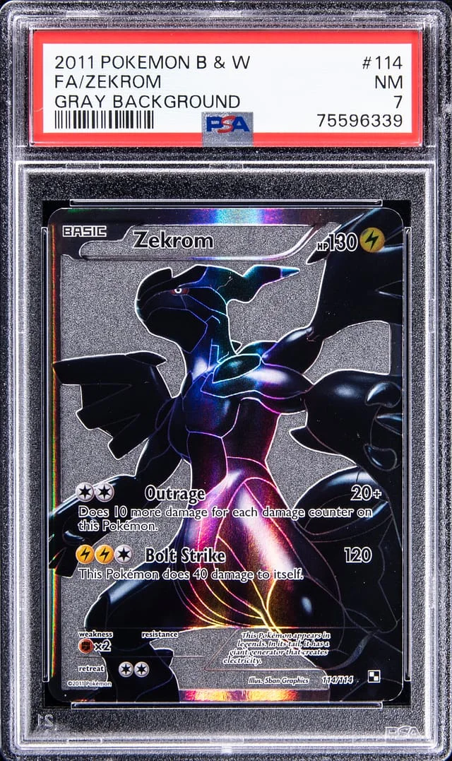 2011 Pokemon Black and White Full Art Ultra Rare Holofoil Gray Background Zekrom #114 card image