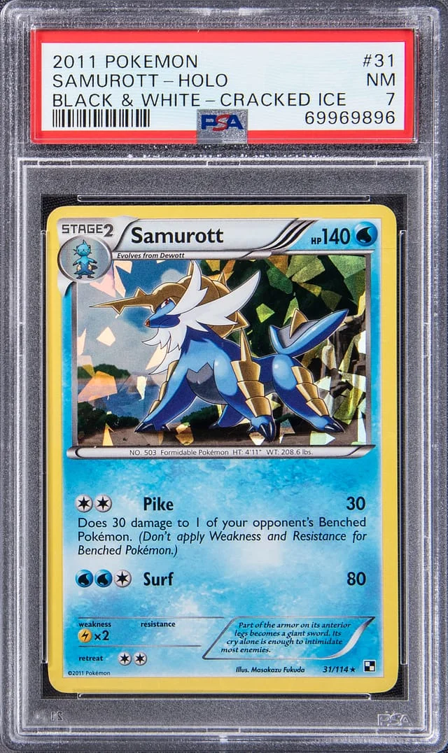 2011 Pokemon Black & White Rare Cracked Ice Holofoil Samurott #31 card image