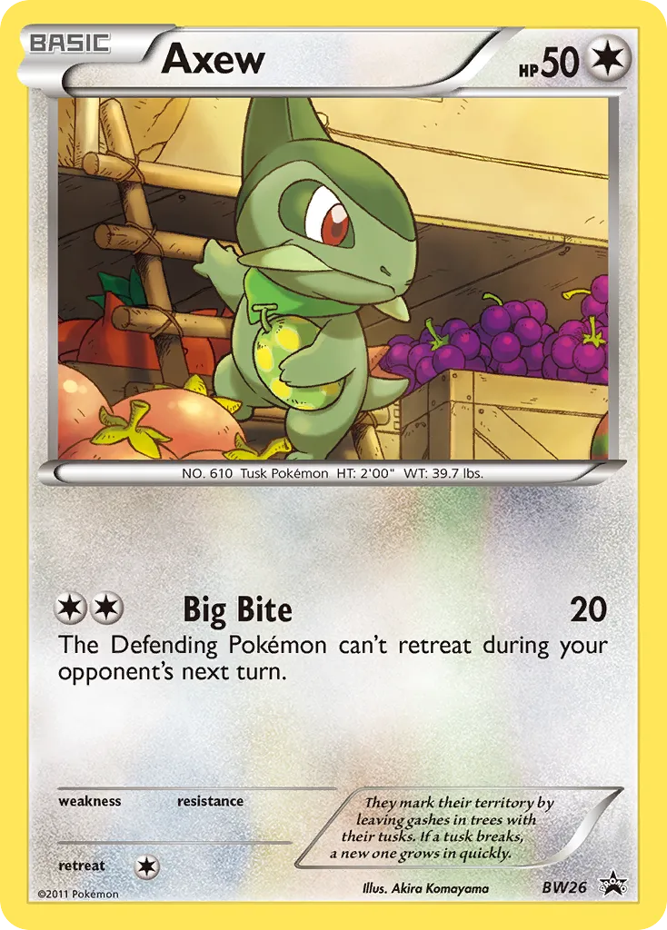 2011 BW Black Star Promos Axew Promo #BW16 Promo card image