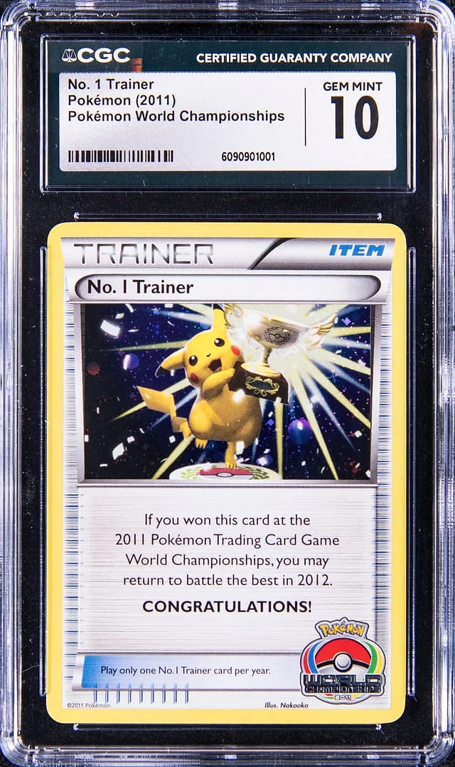 2011 Pokemon World Championships No. Trainer Trophy Pikachu #1 card image