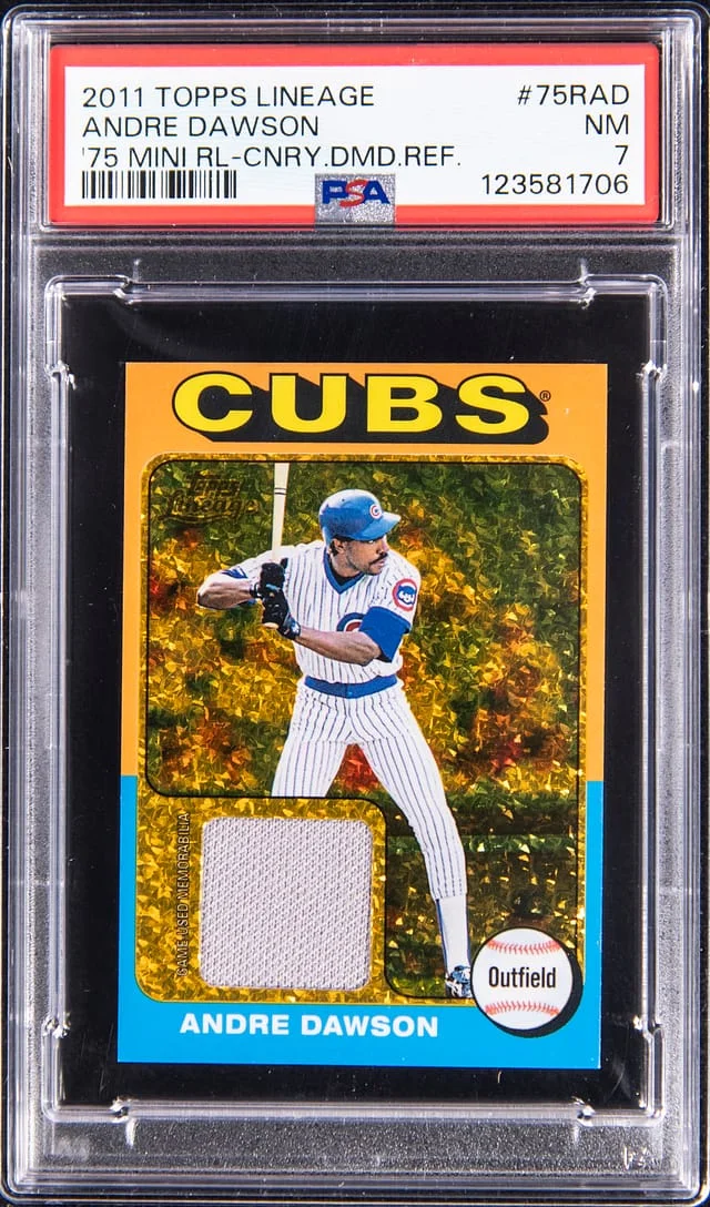 2011 Topps Andre Dawson Lineage 1975 Mini Relic Canary Diamond Refractor #75R-Ad card image