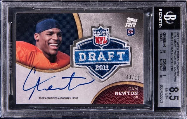 2011 Topps Cam Newton Rising Rookies NFL Draft Patch Autograph #RAP-CN card image