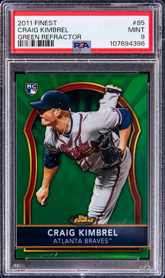 2011 Topps Finest Craig Kimbrel Green Refractor #85 card image