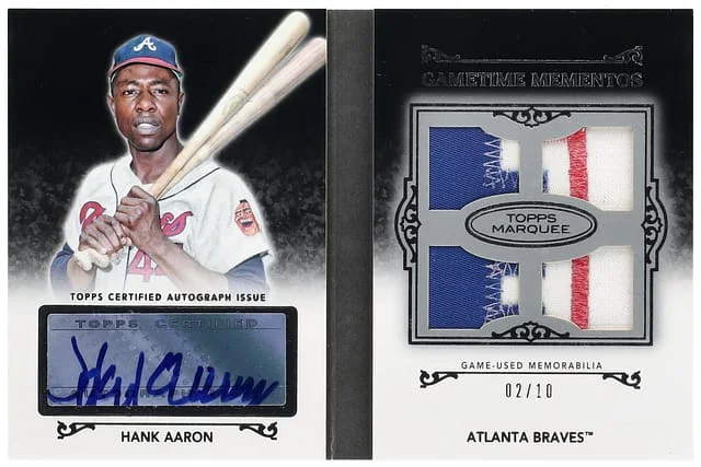 2011 Topps Hank Aaron Marquee Gametime Mementos Autograph Quad Relics #GMQ-2 card image