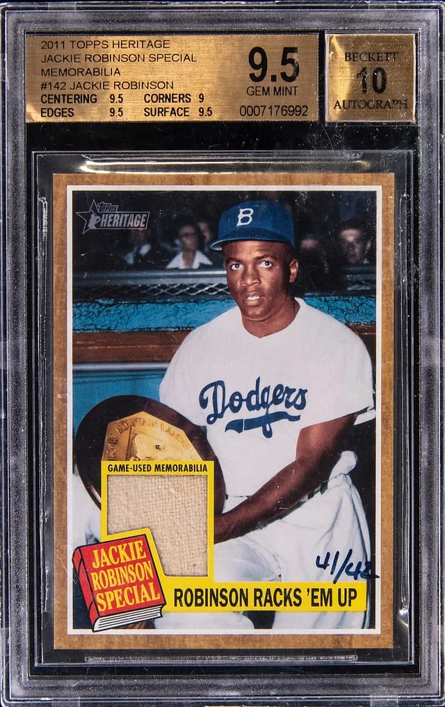 2011 Topps Heritage Jackie Robinson Game Used Inscribed Jackie Robinson Special Memorabilia #142 card image