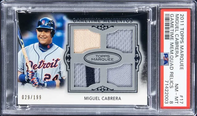 2011 Topps Miguel Cabrera Marquee Gametime Memorabilia Quad Relics #GMQR-17 card image