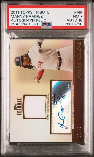 2011 Topps Tribute Manny Ramirez Autograph Relic #TAR-MR card image