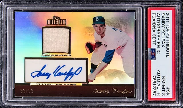 2011 Topps Tribute Sandy Koufax Autograph Relic #TAR-SK card image