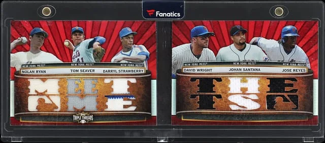 2011 Topps Triple Threads Nolan Ryan/Tom Seaver/Darryl Strawberry/David Wright/Johan Santana/Jose Reyes Relic Double Combos #TTRDC-15 card image