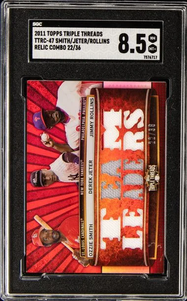 2011 Topps Triple Threads Ozzie Smith/Derek Jeter/Jimmy Rollins Relic Combo #TTRC47 card image