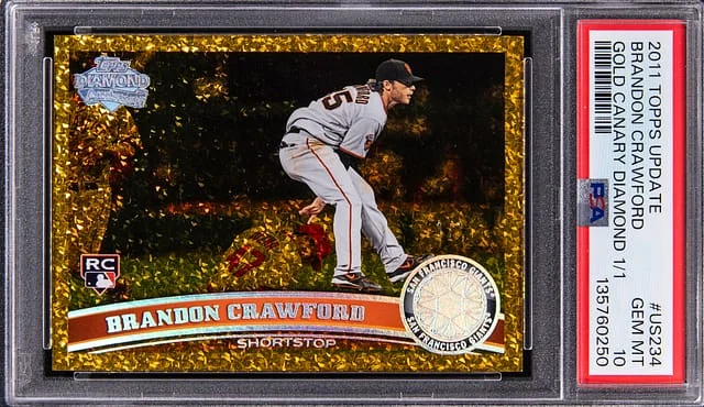 2011 Topps Update Brandon Crawford Gold Canary Diamond #US234 card image
