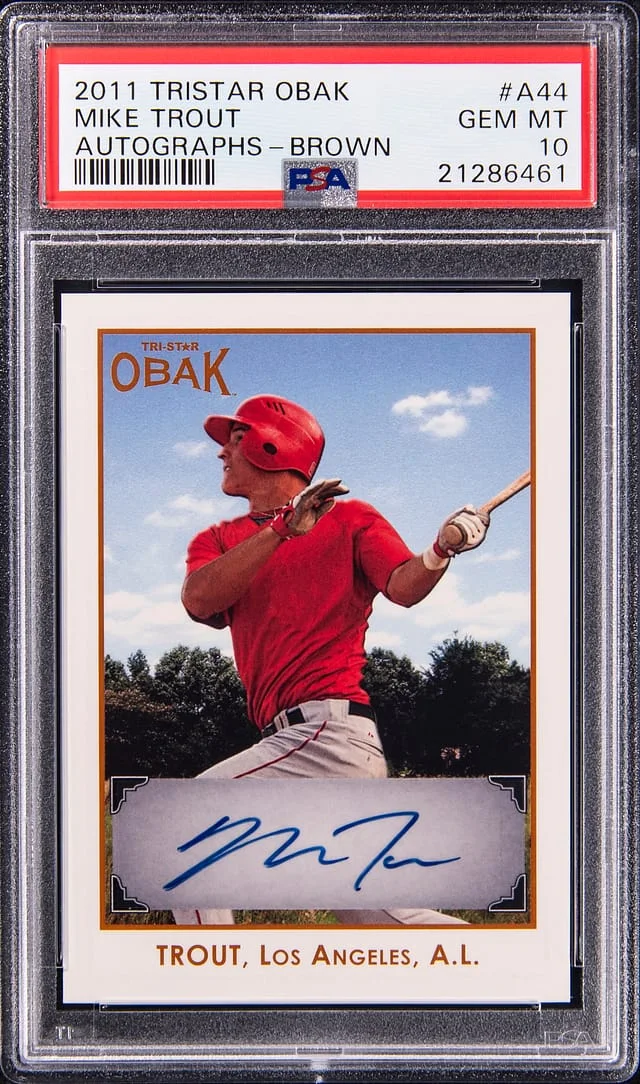 2011 Tristar Obak Autographs Brown Mike Trout #A44 card image