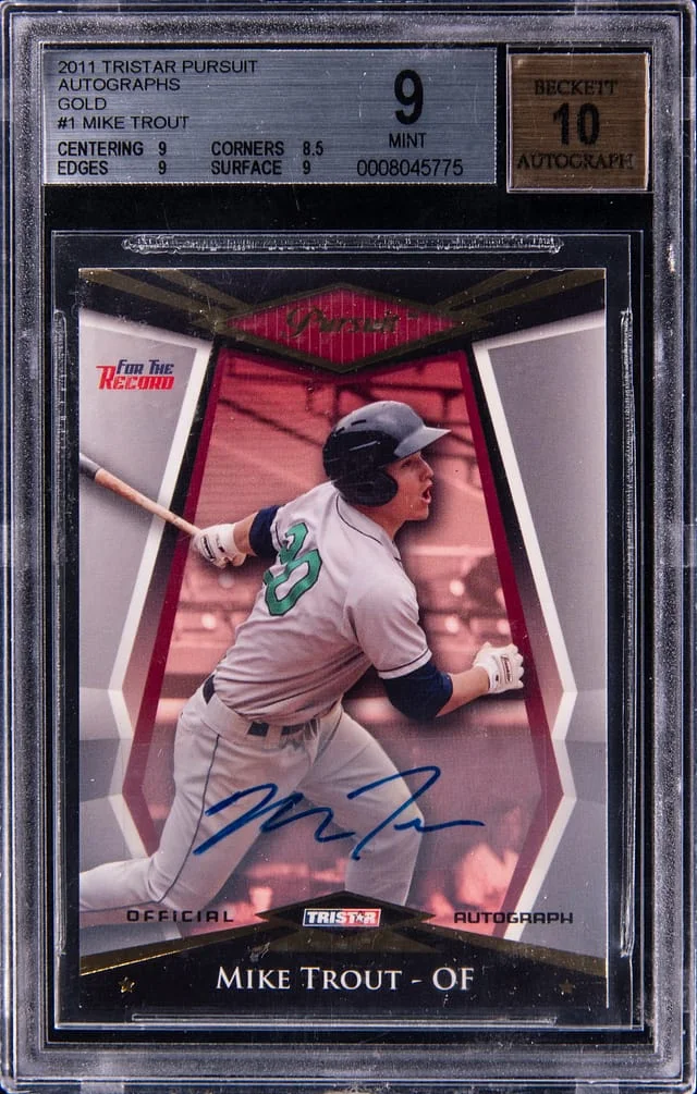 2011 Tristar Pursuit Autographs Gold Mike Trout #1 card image