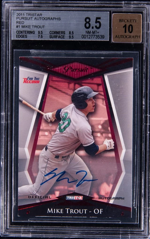 2011 Tristar Pursuit Autographs Red Mike Trout #1 card image