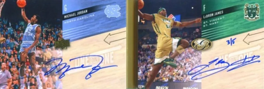 2011 Upper Deck All-Time Greats Michael Jordan One on One Dual Book Card Autographs #ONO-ML card image