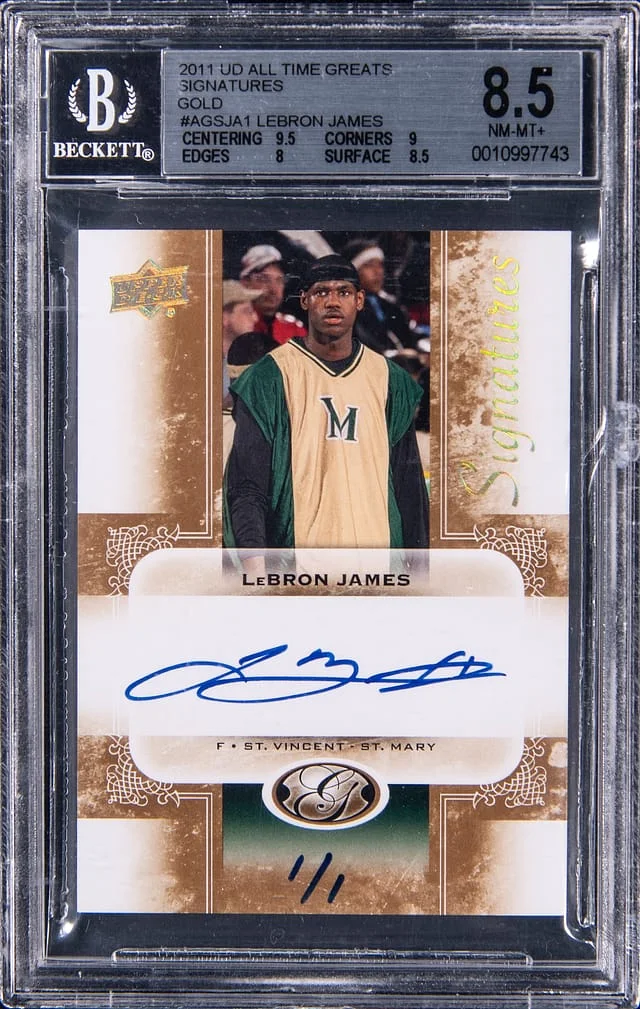 2011 Upper Deck LeBron James All-Time Greats Signatures Gold #AGS-JA1 card image