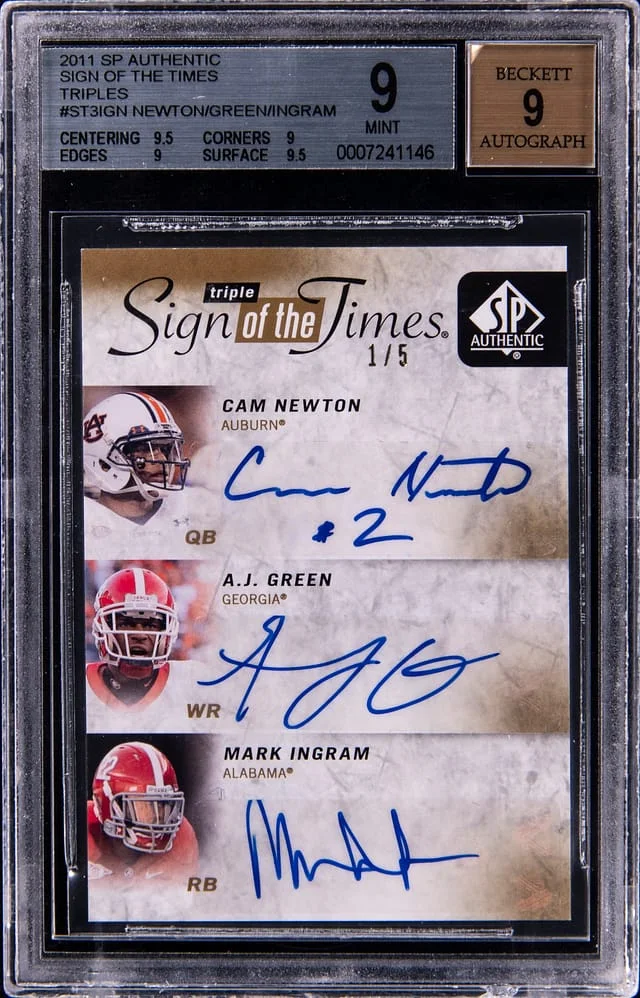 2011 Upper Deck SP Authentic Newton/Green/Ingram Sign of the Times Triples #ST3-IGN card image