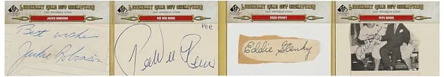 2011 Upper Deck SP Legendary Cuts Jackie Robinson/Pee Wee Reese/Eddie Stanky/Pete Reiser Multi-Signed Legendary Quad Cut Signatures #RRRS card image