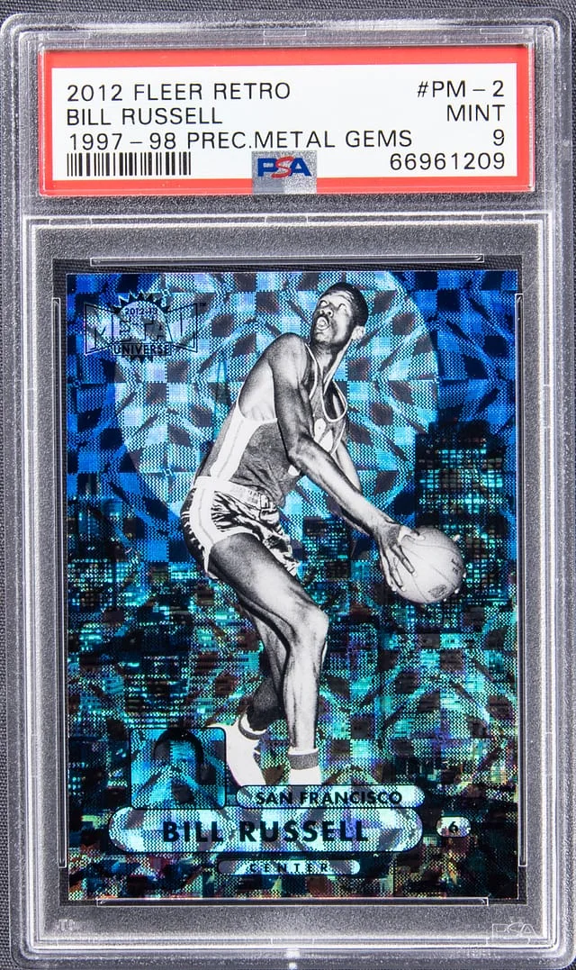 2012-13 Fleer Retro Bill Russell Metal Universe 97-98 Precious Metal Gems (PMG) #97PM-2 card image
