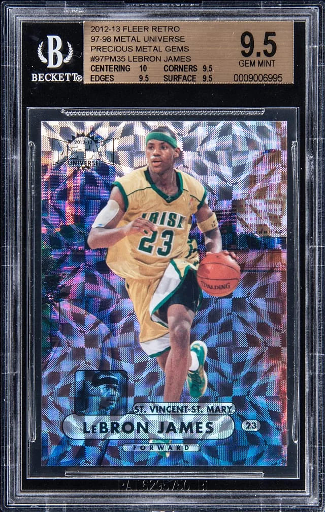 2012-13 Fleer Retro LeBron James 97-98 Metal Universe Precious Metal Gems (PMG) #97PM-35 card image