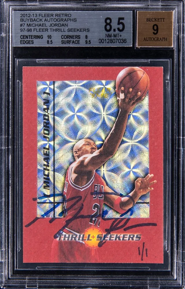 2012-13 Fleer Retro Michael Jordan Buyback Autographs '97-98 Fleer Thrill Seekers #7 card image