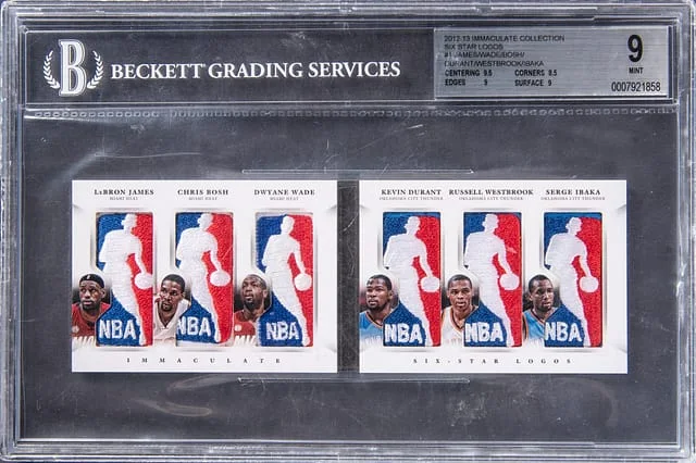 2012-13 Immaculate LeBron James/Chris Bosh/Dwyane Wade/Kevin Durant/Russell Westbrook/Serge Ibaka Collection Six Star Logos #1 card image