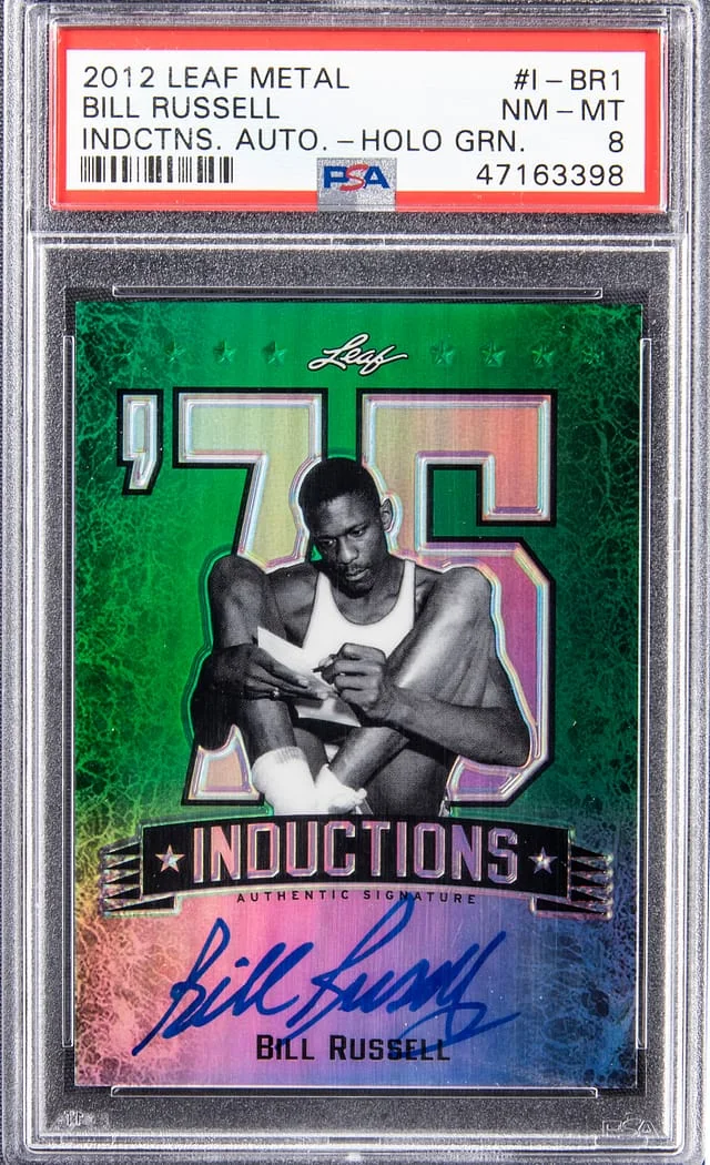 2012-13 Leaf Metal Bill Russell Inductions Autograph Holo Green #I-BR1 card image