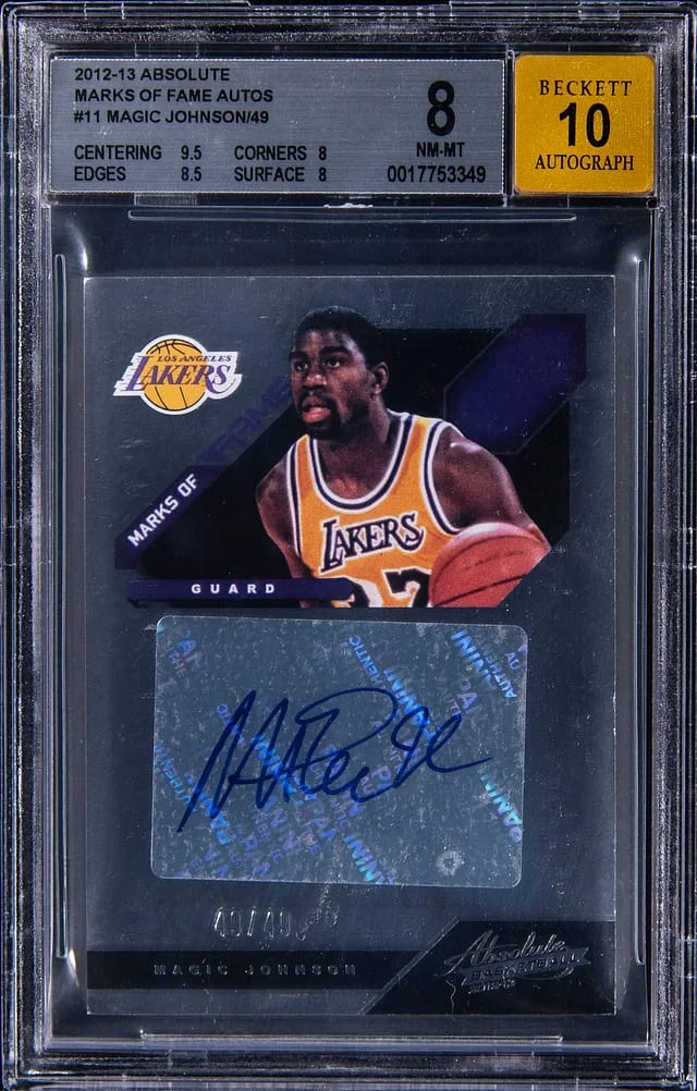 2012-13 Panini Absolute Magic Johnson Marks of Fame Autographs #11 card image
