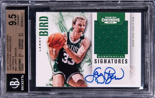 2012-13 Panini Contenders Larry Bird Substantial Signatures Materials #83 card image