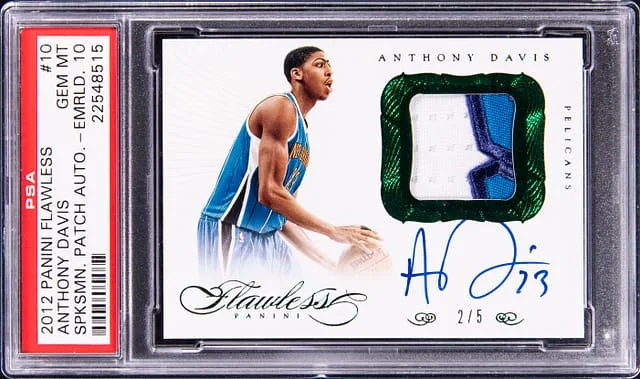 2012-13 Panini Flawless Anthony Davis Spokesmen Patch Autograph Emerald #10 card image