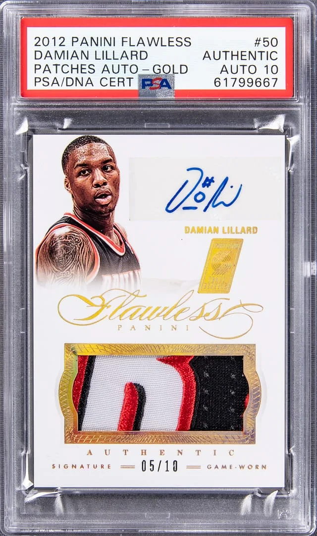 2012-13 Panini Flawless Damian Lillard Patches Autograph Gold #50 card image