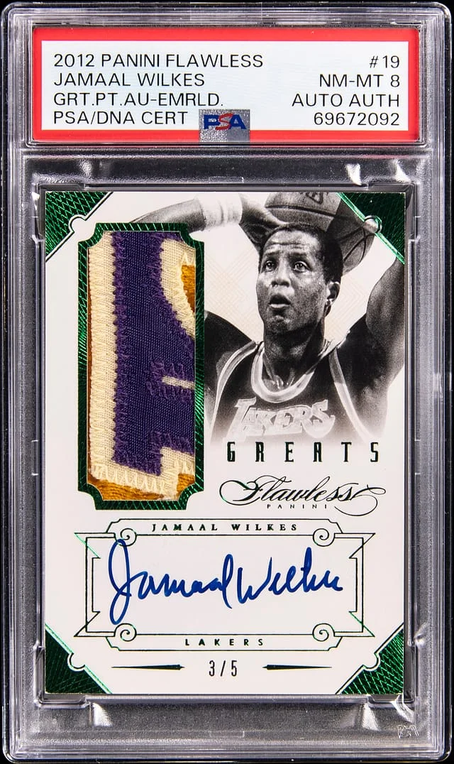 2012-13 Panini Flawless Jamaal Wilkes Greats Patch Autograph Emerald #19 card image