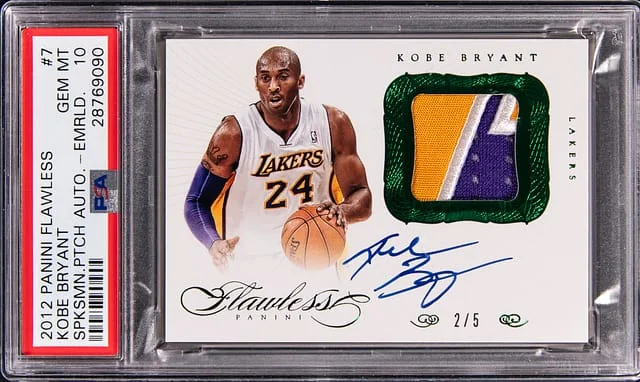 2012-13 Panini Flawless Kobe Bryant Spokesmen Patches Autographs Emerald #7 card image