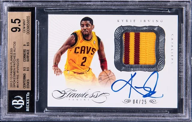 2012-13 Panini Flawless Kyrie Irving Spokesmen Patch Autograph (RPA) Gold #4 card image