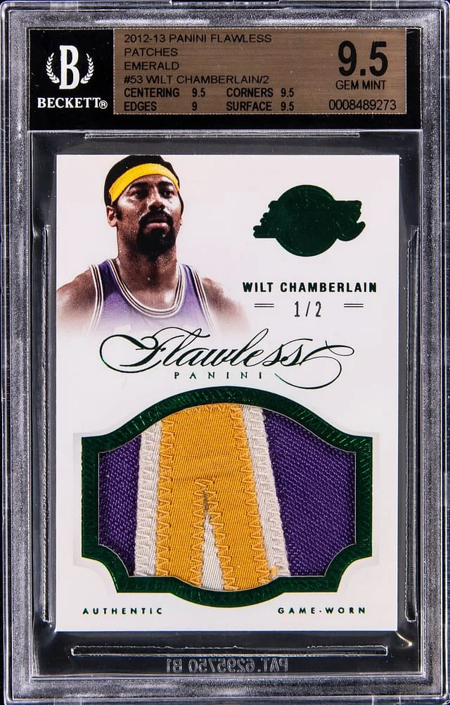 2012-13 Panini Flawless Wilt Chamberlain Patches Emerald #53 card image
