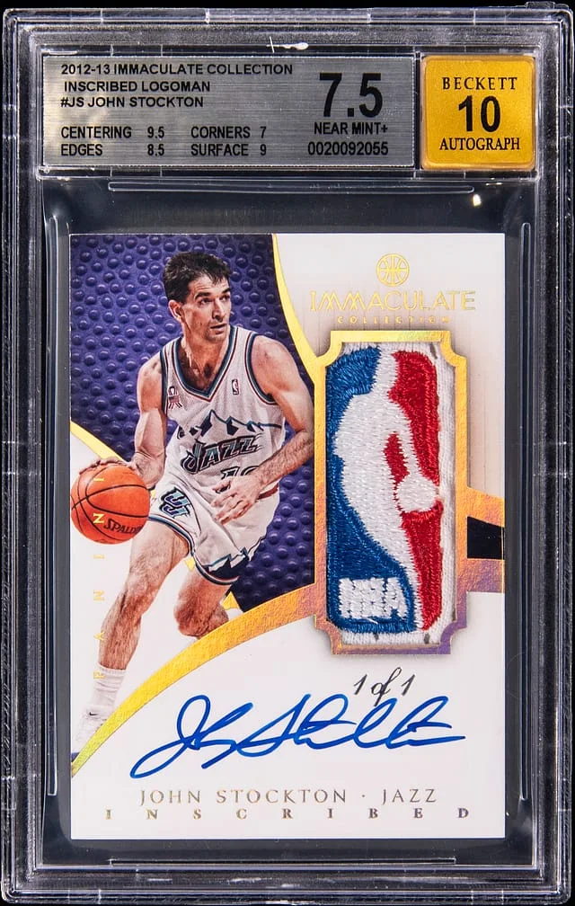 2012-13 Panini Immaculate Collection John Stockton Inscribed Logoman #IL-JS card image