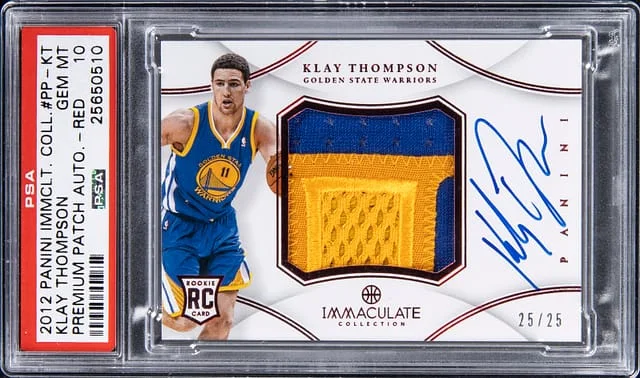 2012-13 Panini Immaculate Collection Klay Thompson Premium Patch Autographs Red #PP-KT card image