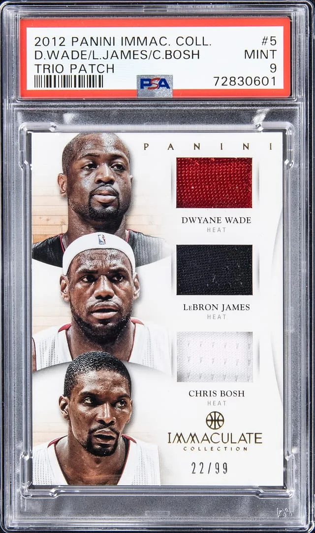 2012-13 Panini Immaculate Collection LeBron James/Dwayne Wade/Chris Bosh Trio Patch #5 card image