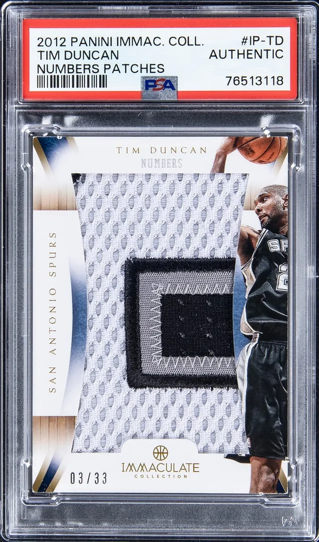 2012-13 Panini Immaculate Collection Tim Duncan Numbers Patch #IP-TD card image