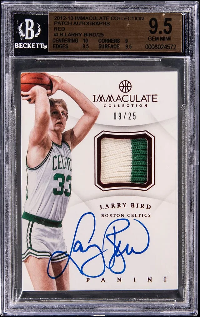 2012-13 Panini Immaculate Larry Bird Patch Autographs Red #AP-LB card image