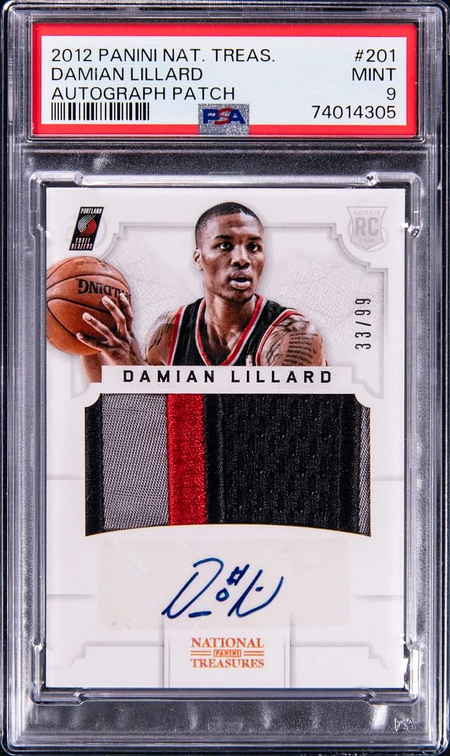 2012-13 Panini National Treasures Damian Lillard Patch Autograph (RPA) #201 card image