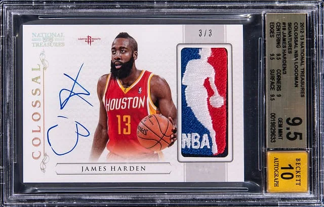 2012-13 Panini National Treasures James Harden Colossal NBA Logoman Signatures #18 card image