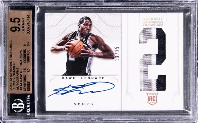 2012-13 Panini National Treasures Kawhi Leonard Jersey Number Autograph #114 card image
