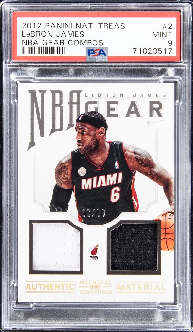 2012-13 Panini National Treasures LeBron James Dual NBA Gear Combos #2 card image