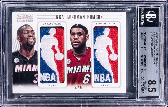 2012-13 Panini National Treasures LeBron James/Dwyane Wade NBA Logoman Combos #15 card image