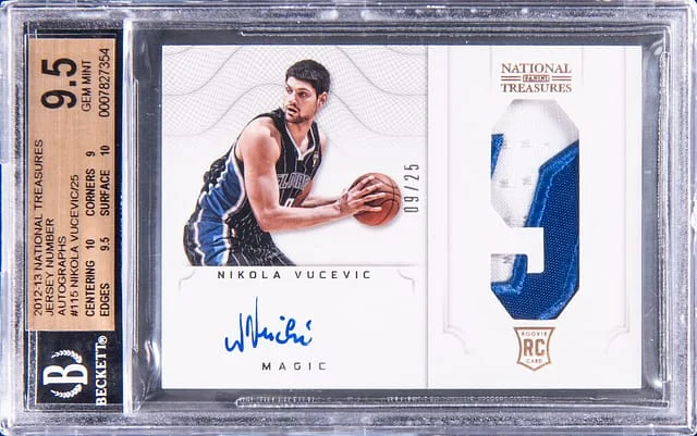 2012-13 Panini National Treasures Nikola Vucevic Jersey Number Autographs #115 card image