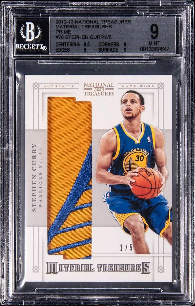 2012-13 Panini National Treasures Stephen Curry Material Treasures Prime #76 card image